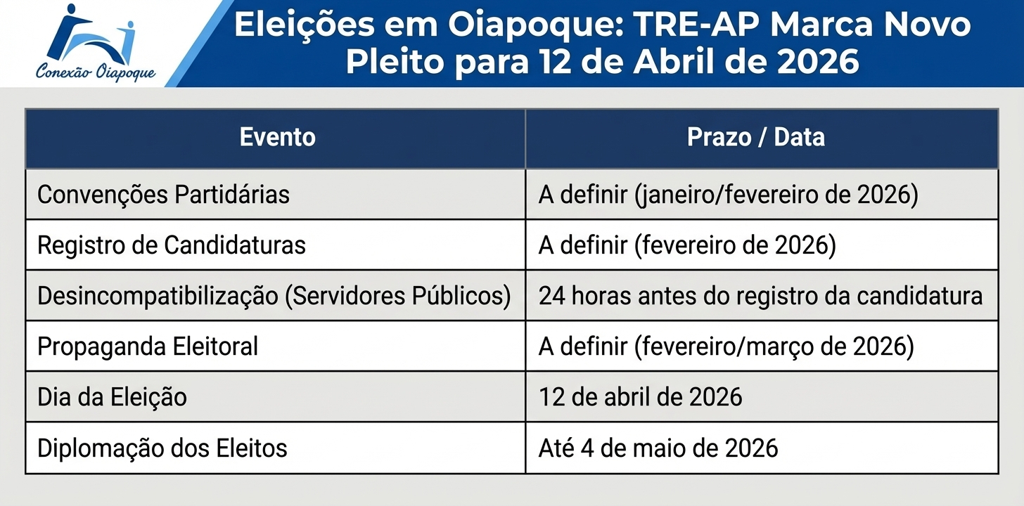 Oiapoque: Novas eleições para prefeito em 12 de abril