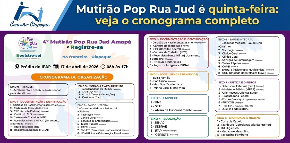 Mutirão Pop Rua Jud é quinta-feira: veja o cronograma completo